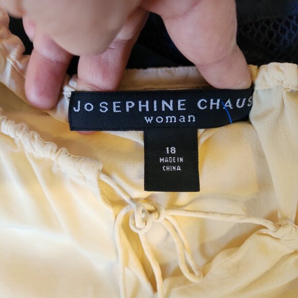 Josephine Chaus Ivory 100% Silk Scoop Neck Blouse Flutter Sz 18 Semi Sheer - Picture 2 of 14